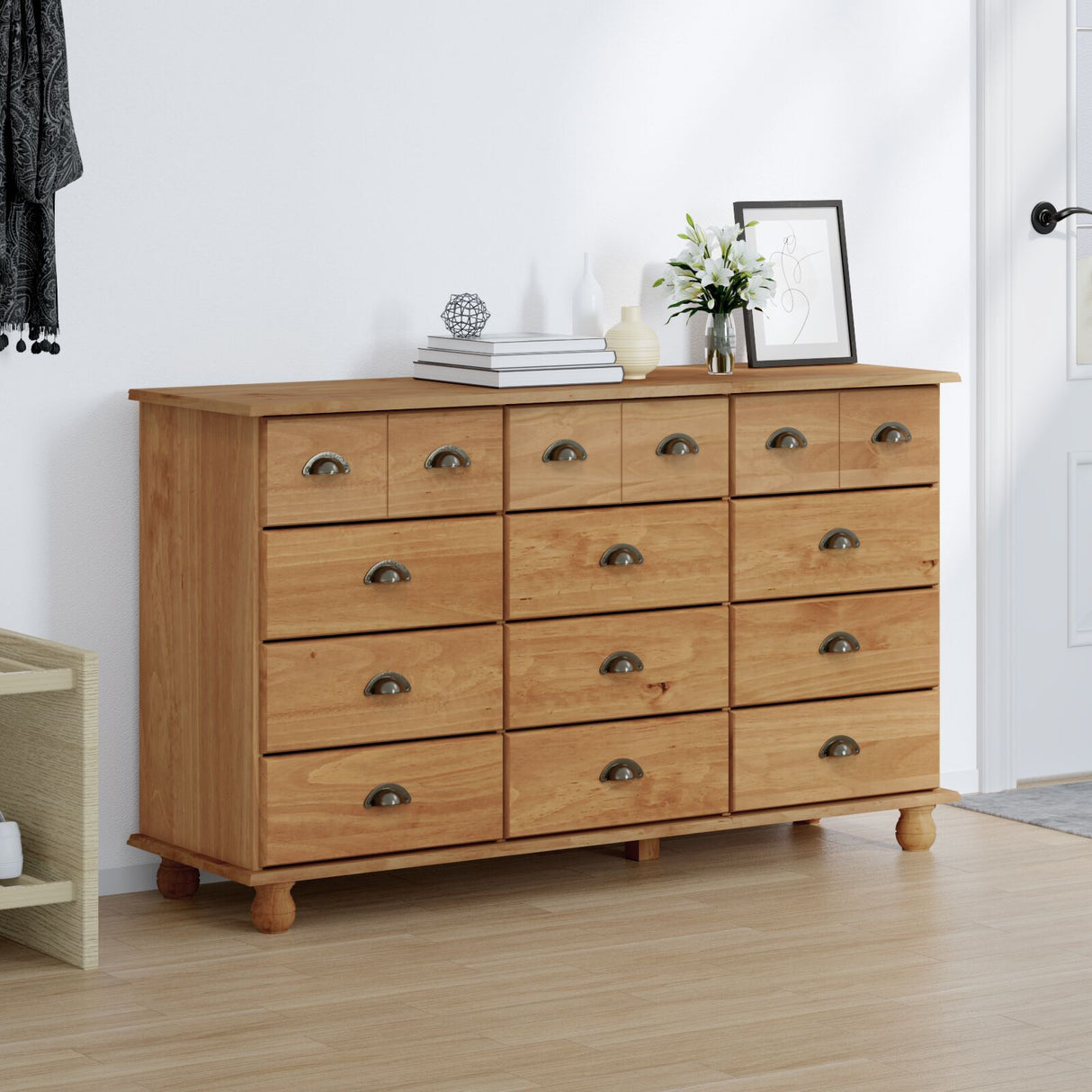 Chest Of Drawers "Askim" 79X40X133.5 Cm Solid Wood Pine