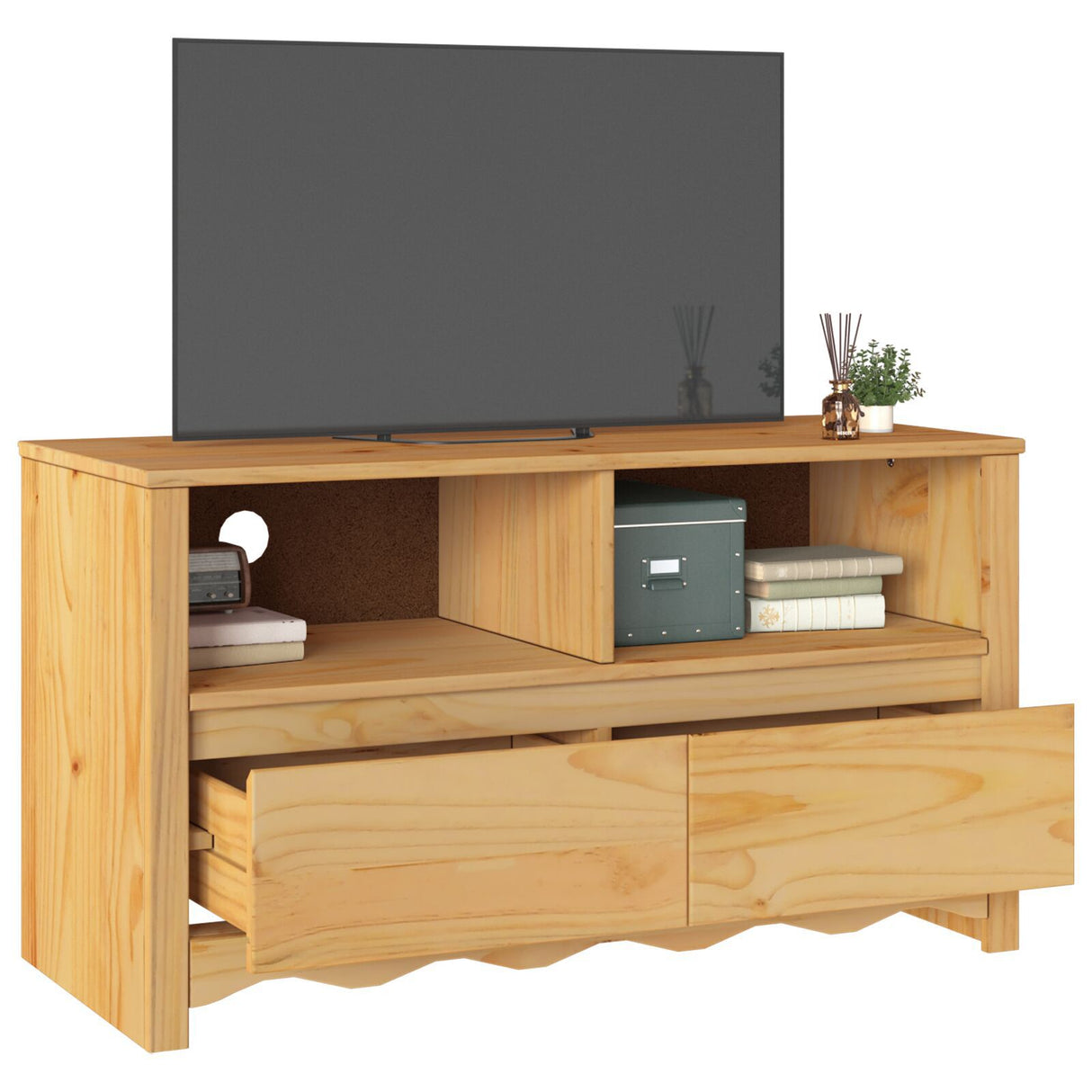 Tv Cabinet "Drammen" 99X43X55 Cm Solid Wood Pine