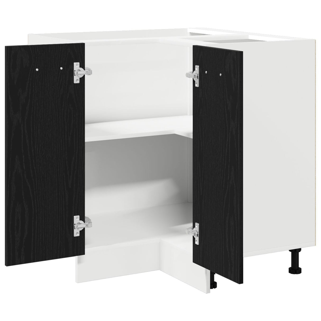 Black Oak Corner Bottom Cabinet - 75.5X75.5X81.5 Cm, Made Of Engineered Wood