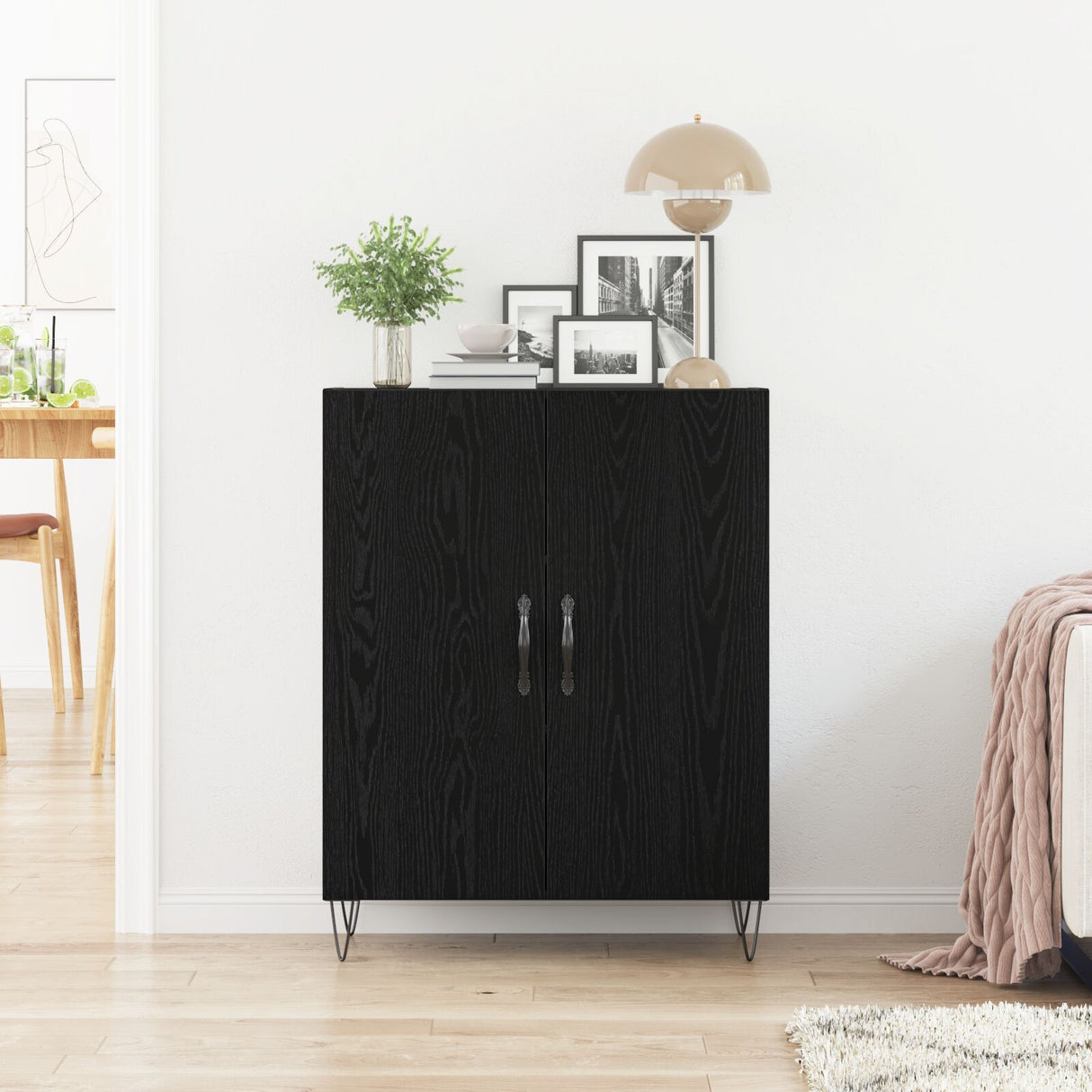 Sideboard Black Oak 69,5X34X90 Cm Engineered Wood