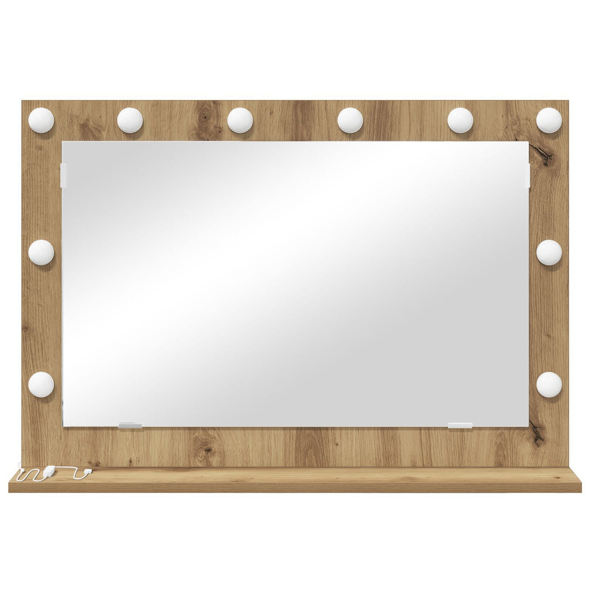 Vanity Mirror Artisan Oak, White Wood, Metal, Glass Medium Mirror