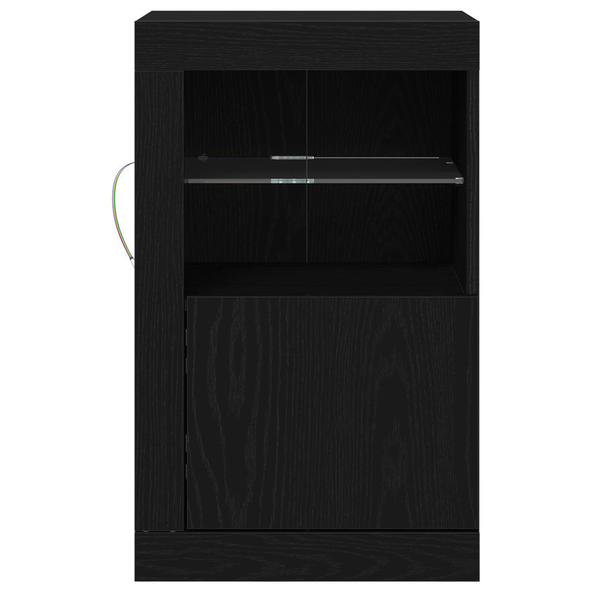 Sideboard With Led Lights Black Oak 41X37X67 Cm