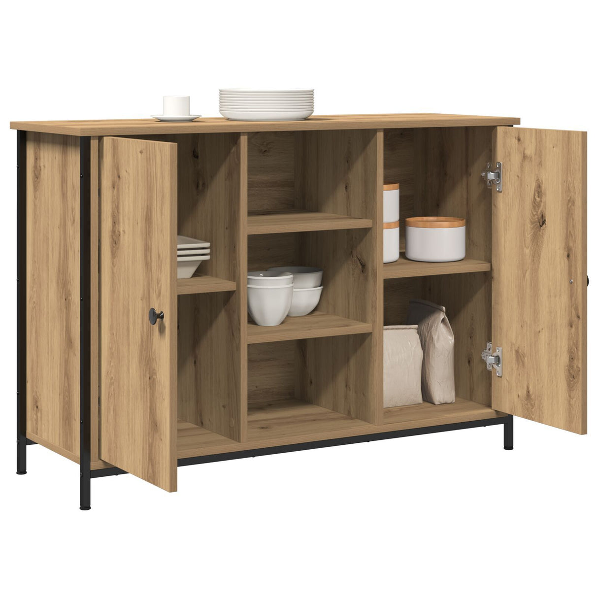 Sideboard Artisan Oak 100X35X70 Cm Engineered Wood And Steel
