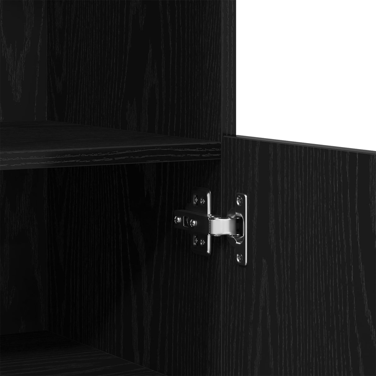 Sideboard With Led Lights Black Oak 60X37X100 Cm