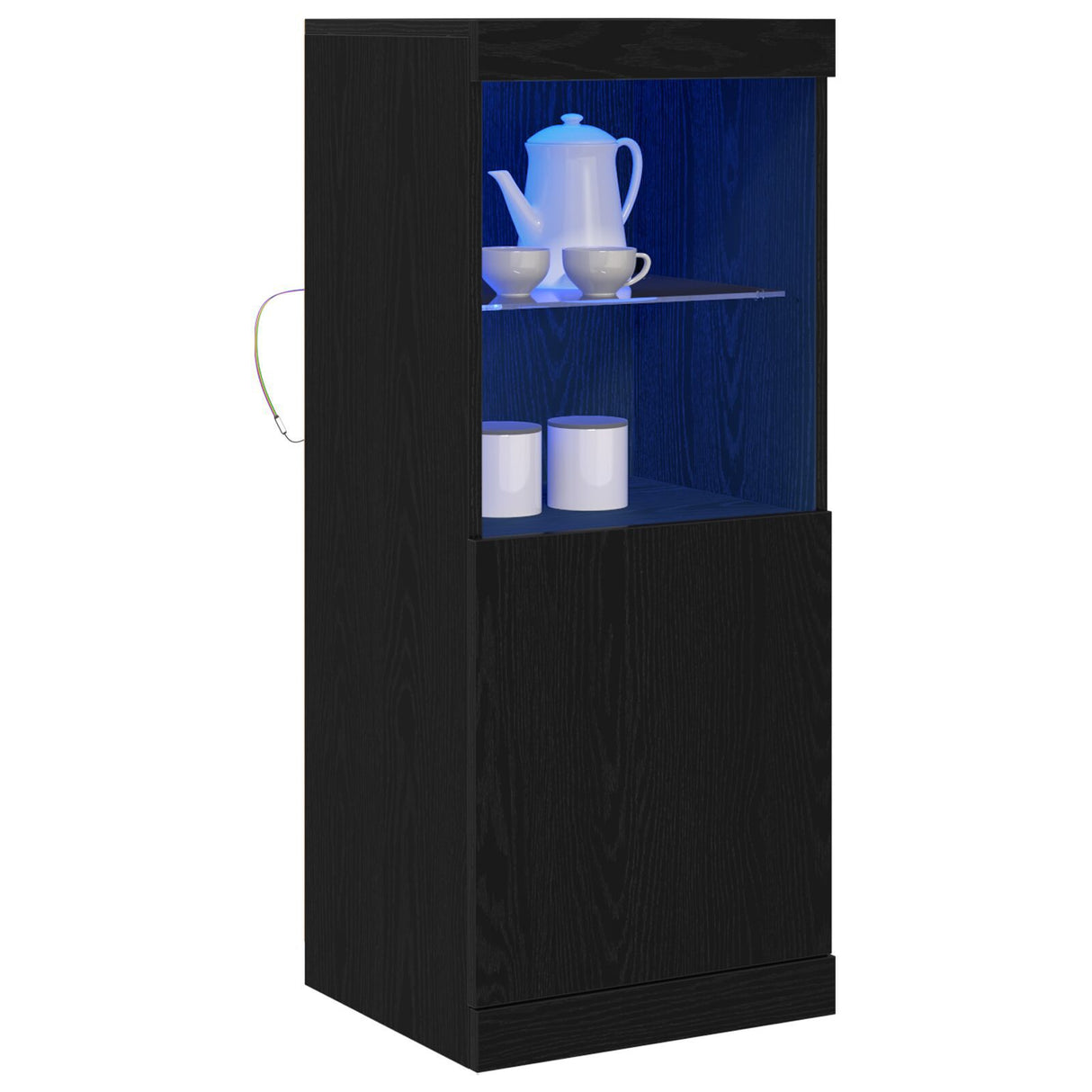 Sideboard With Led Lights Black Oak 41X37X100 Cm