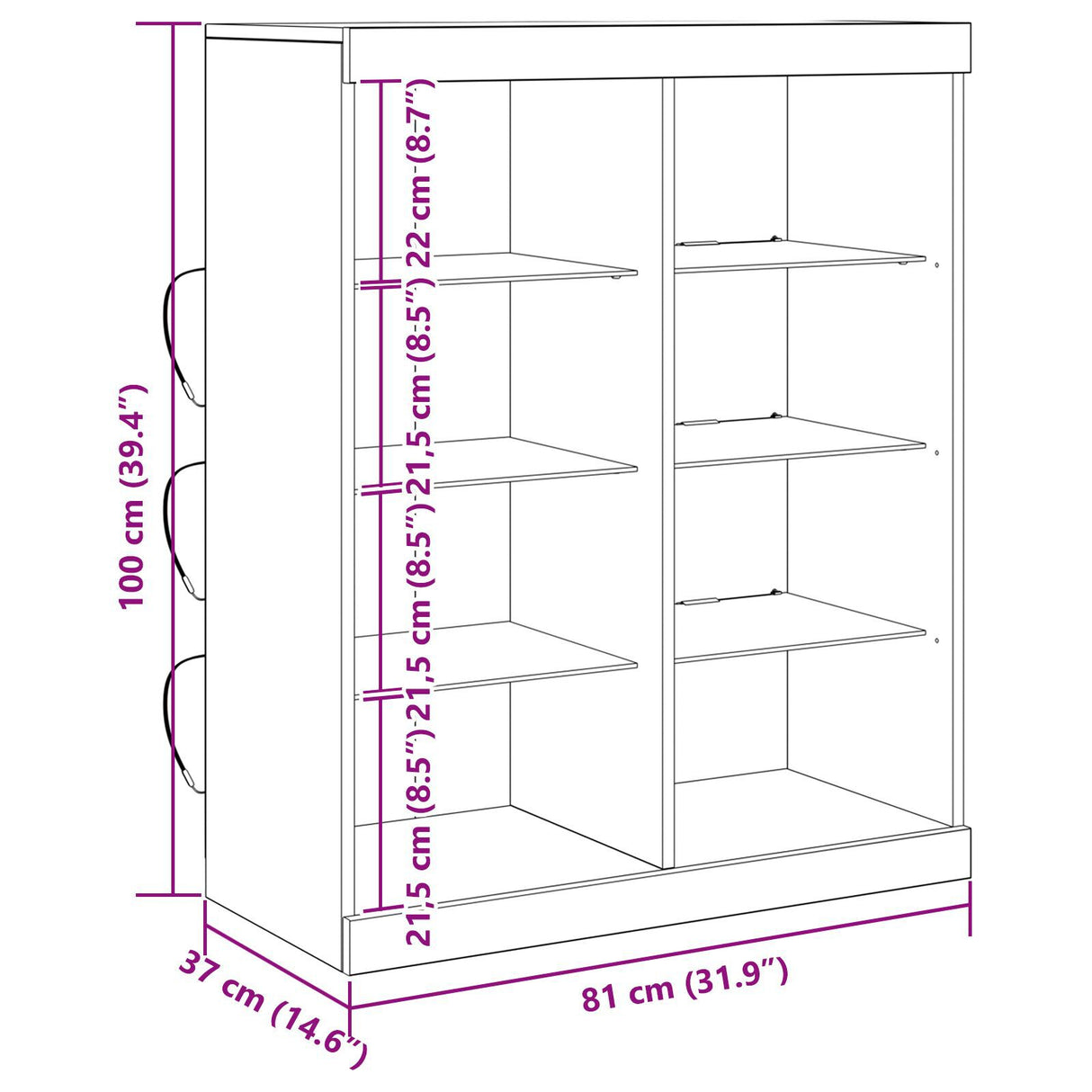 Sideboard With Led Lights Black Oak 41X37X100 Cm
