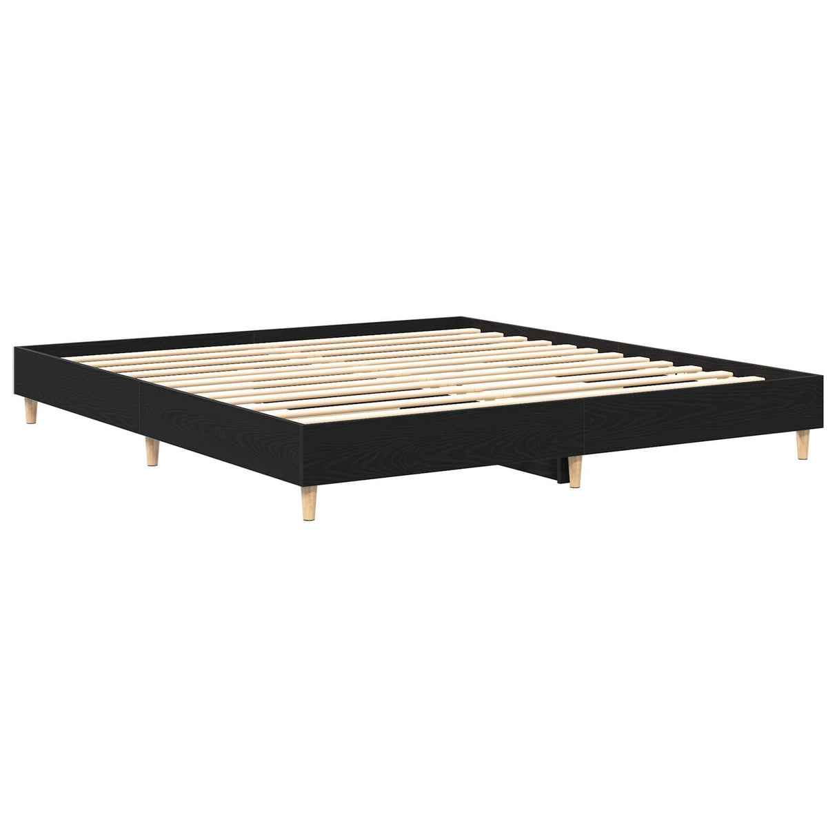 Bed Frame Black Oak 160X200 Cm Engineered Wood