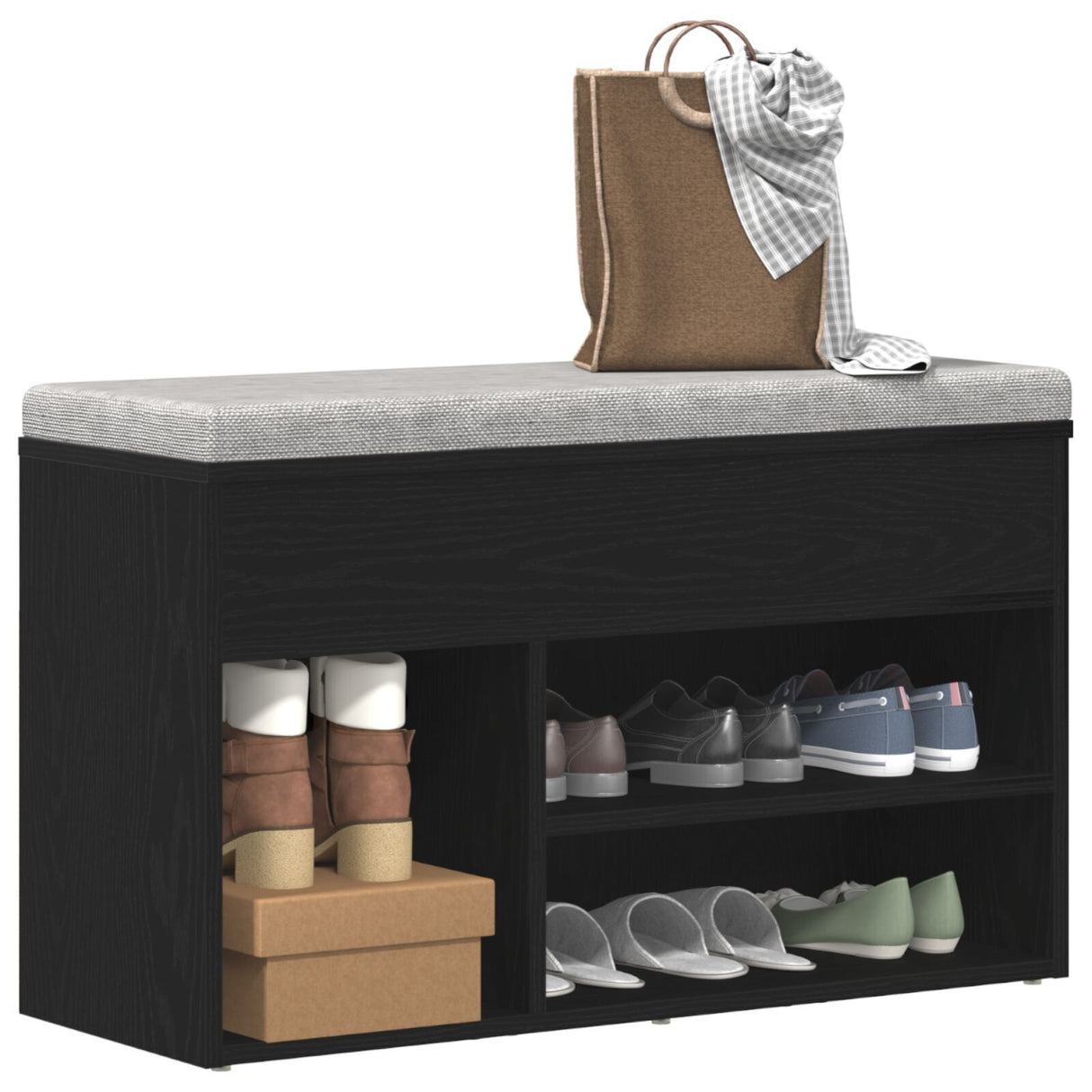 Hall Bench Black Oak 60X30X45 Cm Engineered Wood