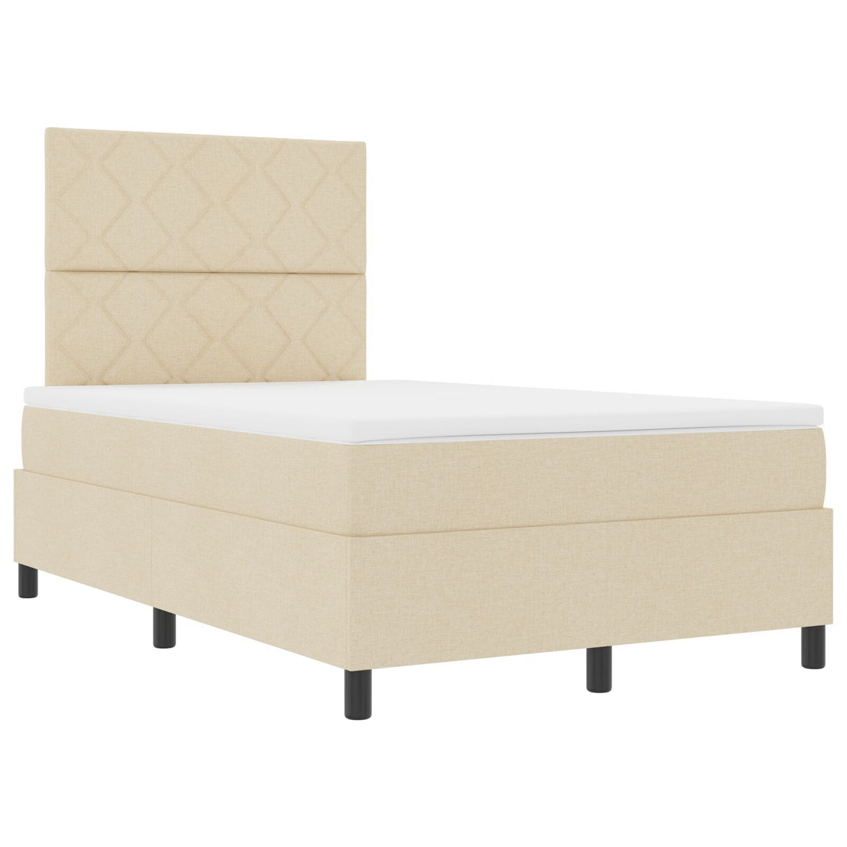 Box Spring Bed With Mattress & Led Cream 120X200 Cm Fabric