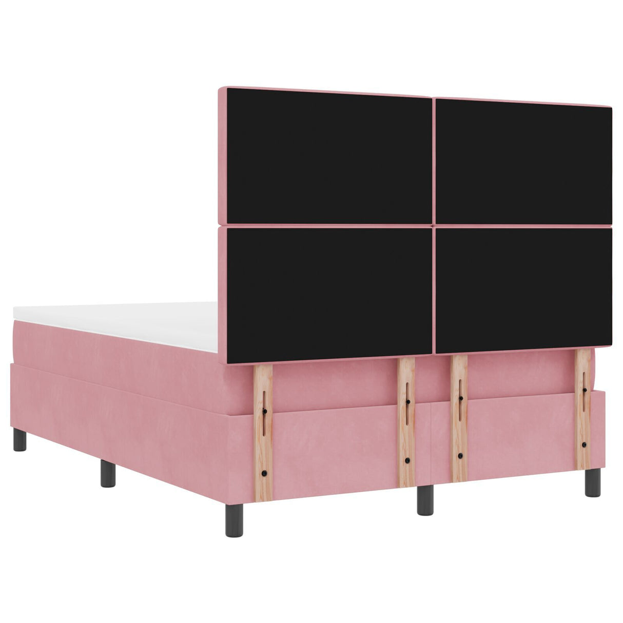 Box Spring Bed With Mattress & Led Pink 160X200 Cm Velvet