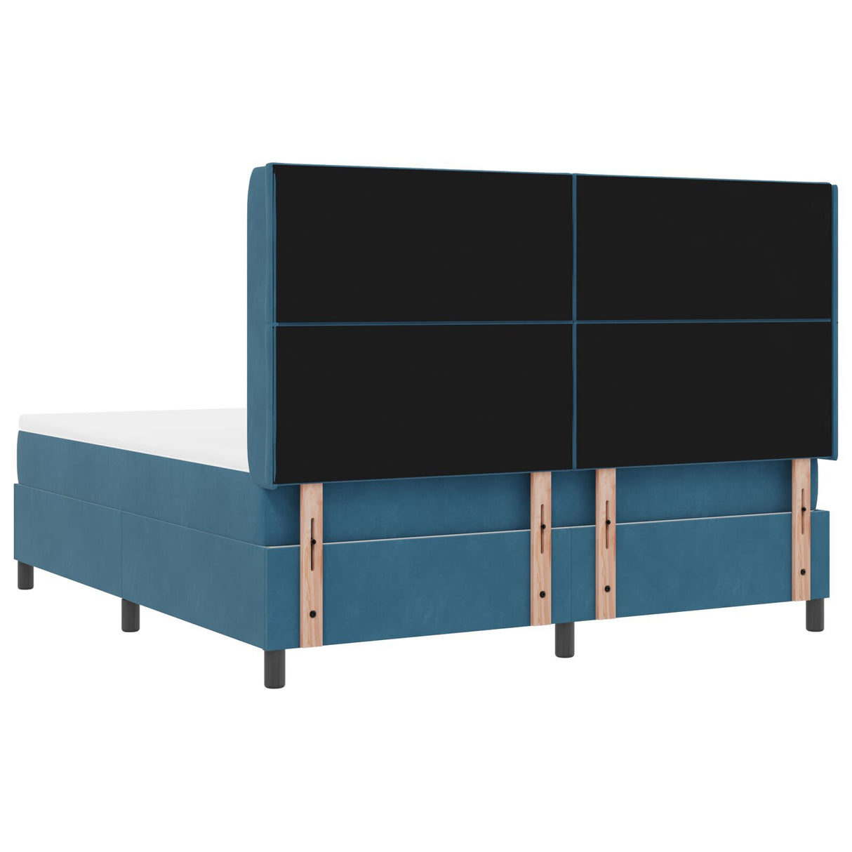 Box Spring Bed With Mattress & Led Dark Blue 180X200 Cm Velvet
