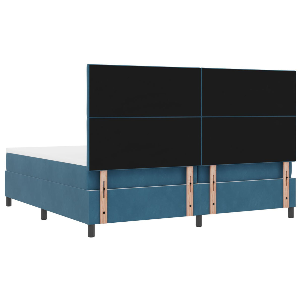 Box Spring Bed With Mattress & Led Dark Blue 200X200 Cm Velvet