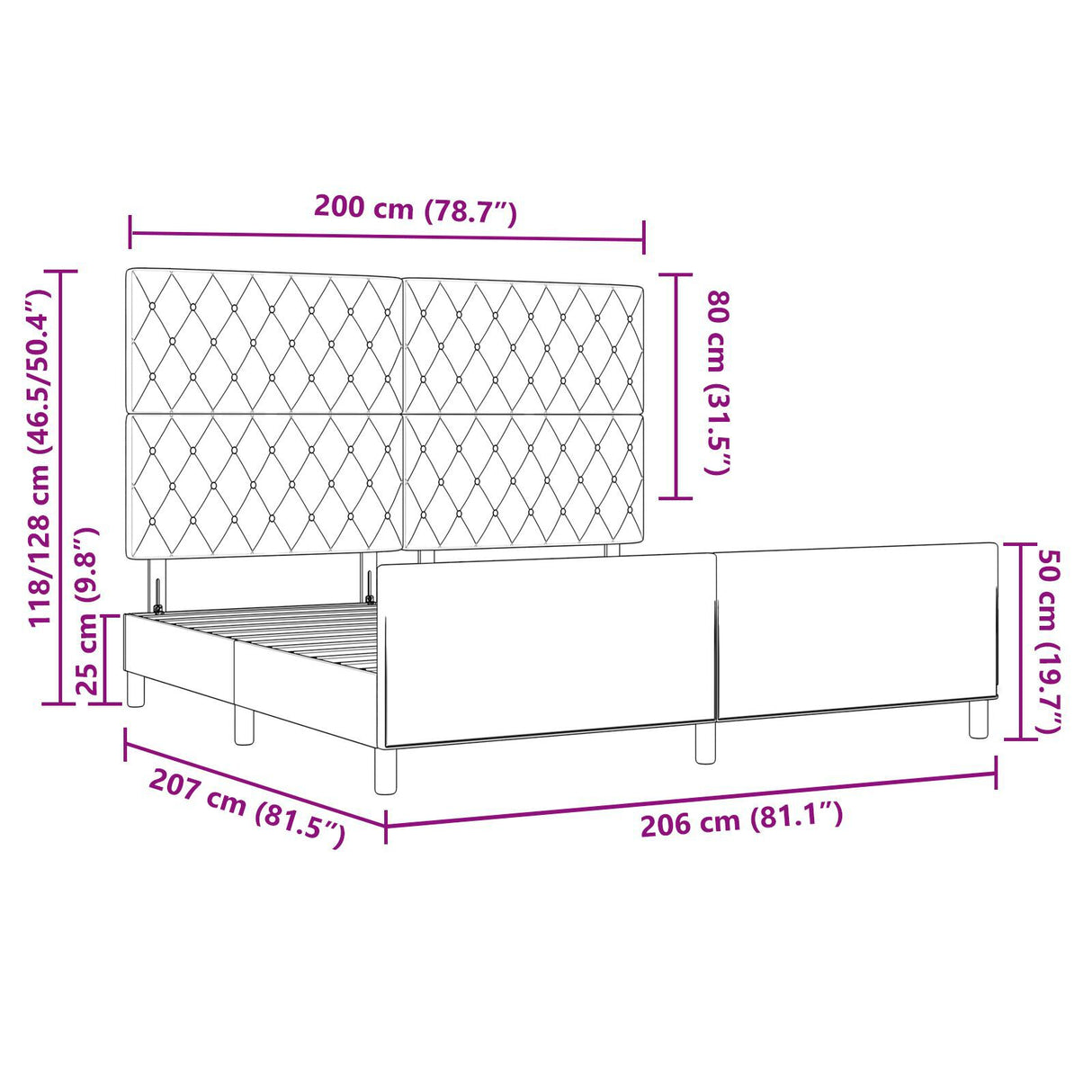 Bed Frame Dark Blue 200X200 Cm Velvet