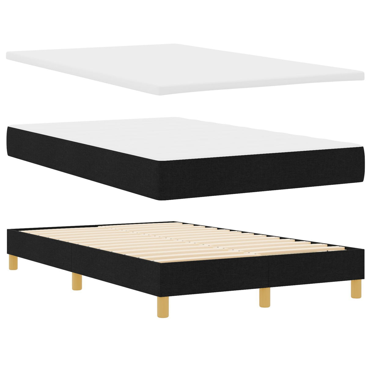 Box Spring Bed With Mattress & Led Black 120X200 Cm Fabric