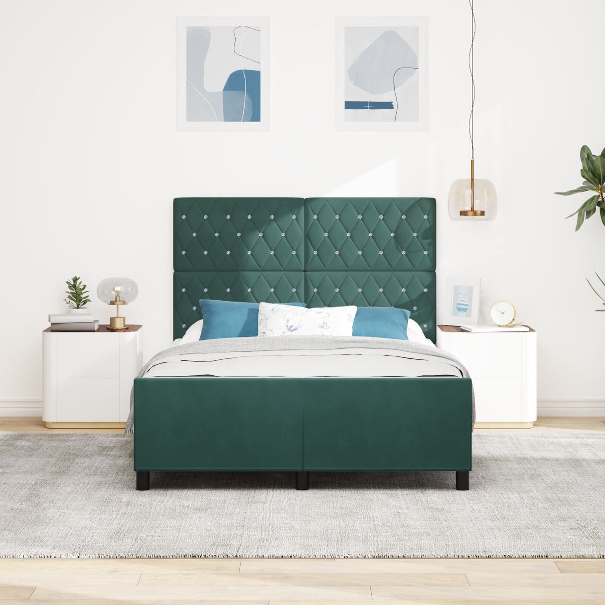 Bed Frame Dark Green 160X200 Cm Velvet