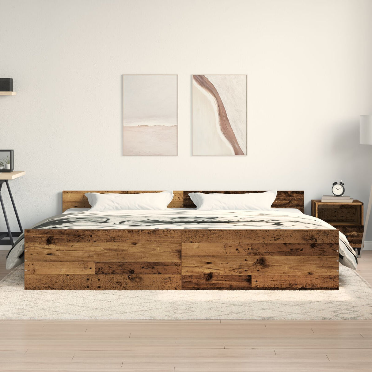 Bed Frame Old Wood 200X200 Cm Engineered Wood