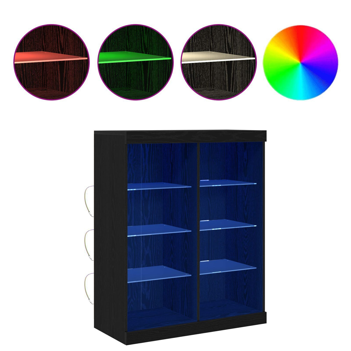 Sideboard With Led Lights Black Oak 41X37X100 Cm