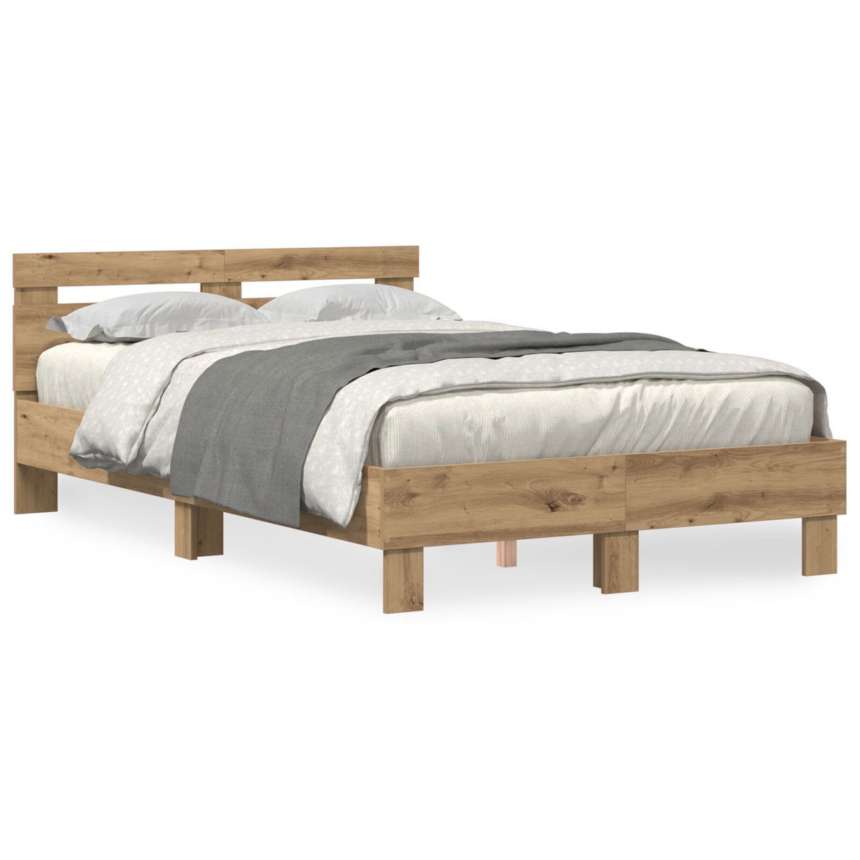 Oak Bed Frame Artisan Oak Solid Oak Wood 135 X 190 Cm Durable