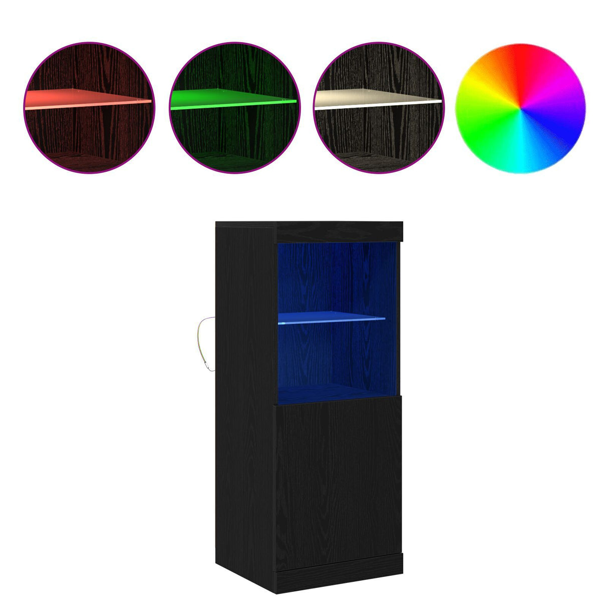 Sideboard With Led Lights Black Oak 41X37X100 Cm