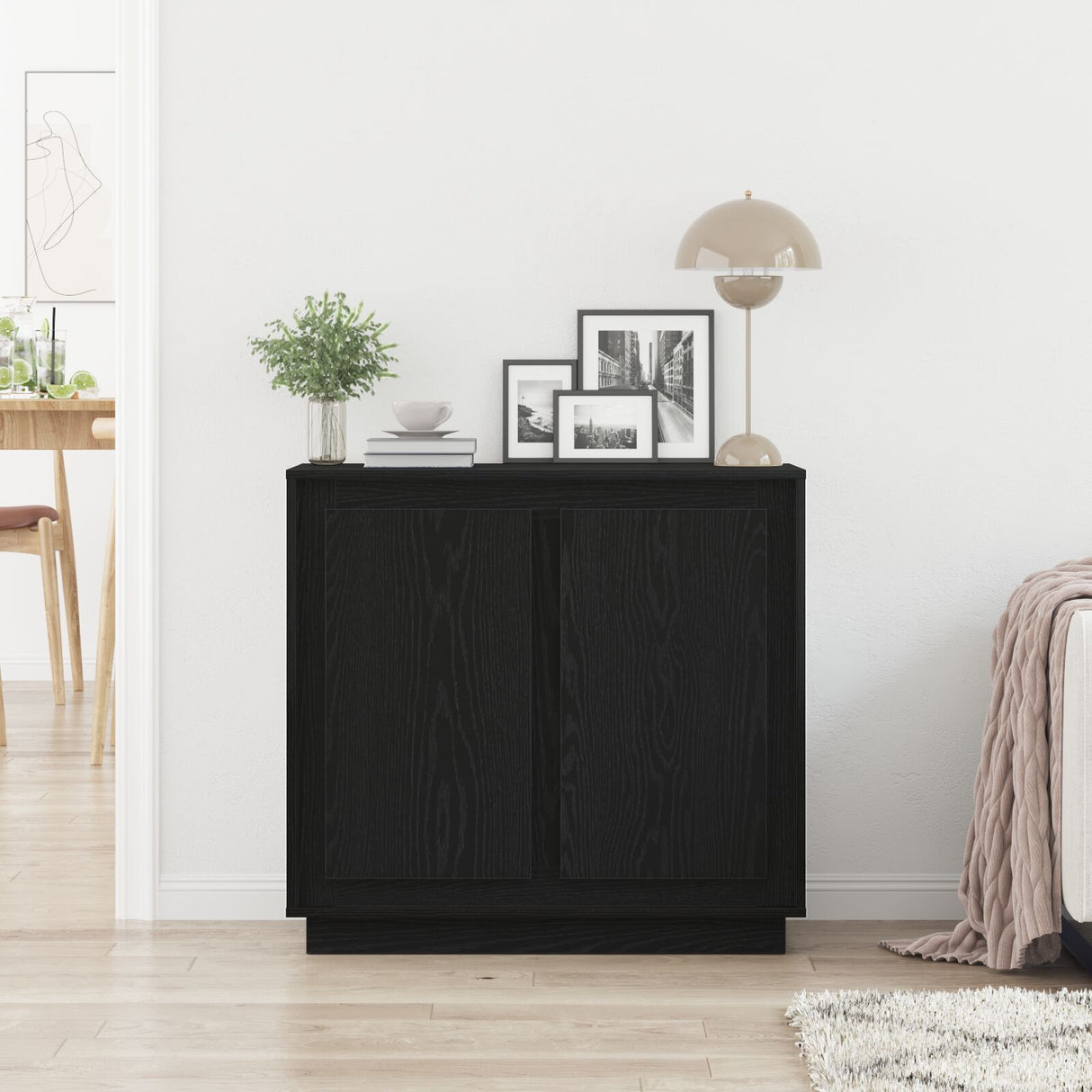Sideboard Black Oak 80X34X75 Cm Engineered Wood