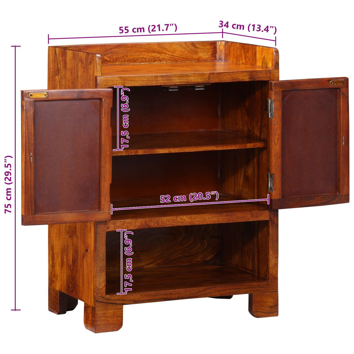 Shoe Cabinet 55X35X75 Cm Solid Wood Acacia
