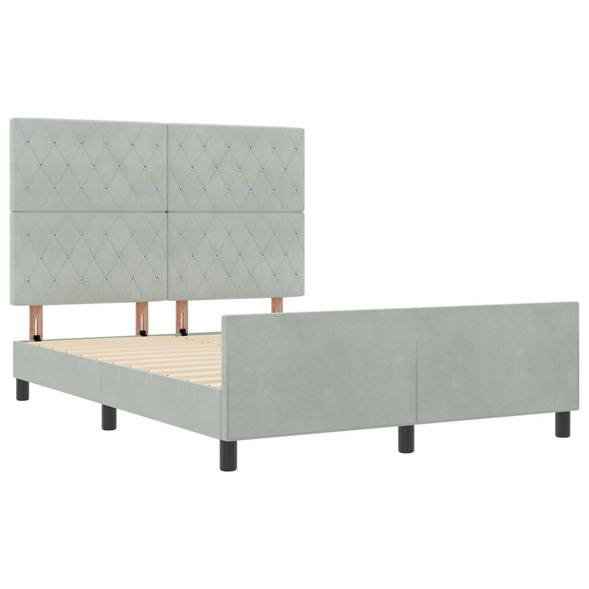 Bed Frame Light Grey 140X190 Cm Velvet