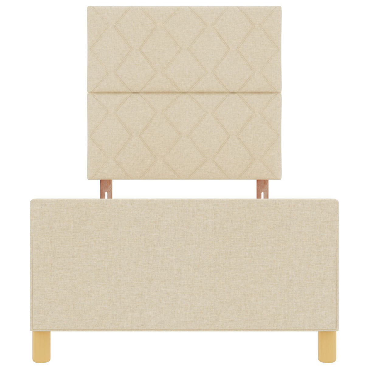 Bed Frame In Cream, 100X200 Cm, Made Of Fabric