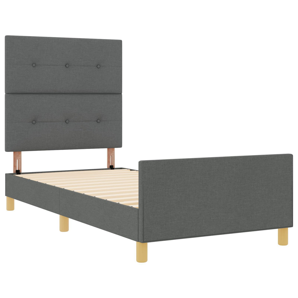 Bed Frame In Dark Grey, 80X200 Cm, Fabric