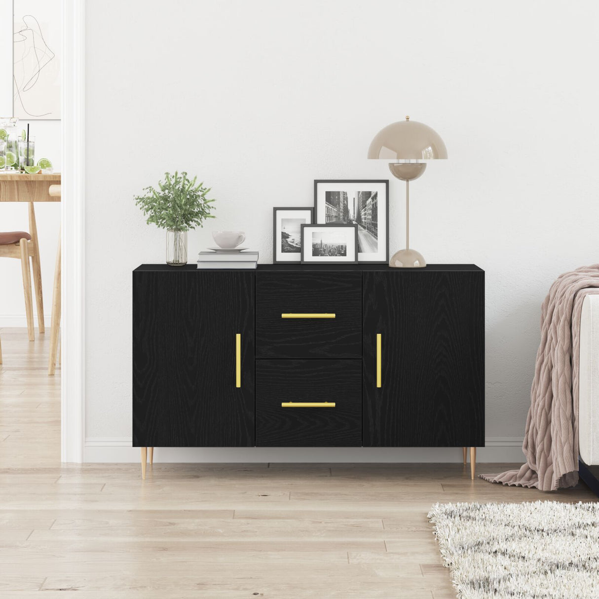Sideboard Black Oak 100X36X60 Cm Engineered Wood