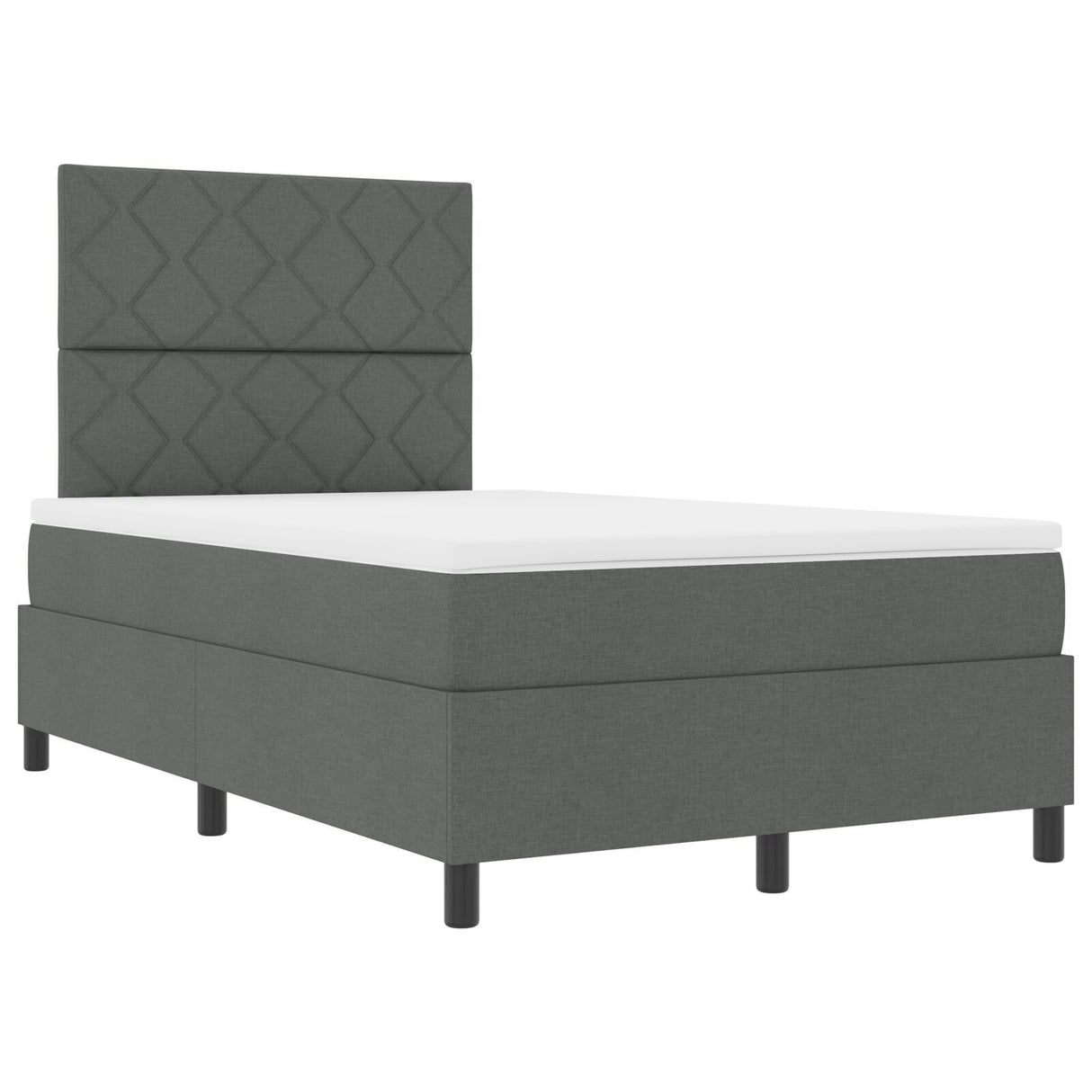 Box Spring Bed With Mattress & Led Dark Grey 120X190 Cm Fabric