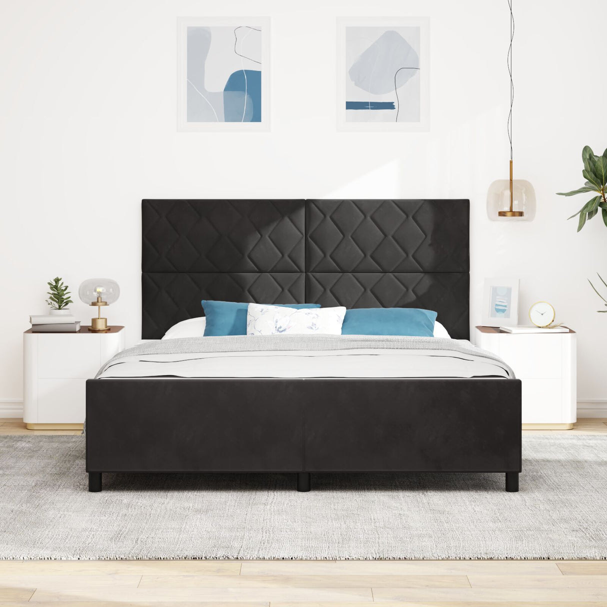 Bed Frame Black 180X200 Cm Velvet