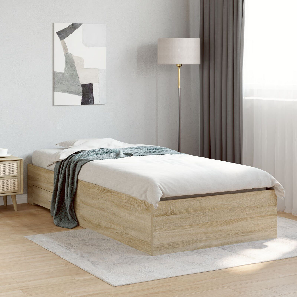 Bed Frame Sonoma Oak 90X190 Cm Engineered Wood