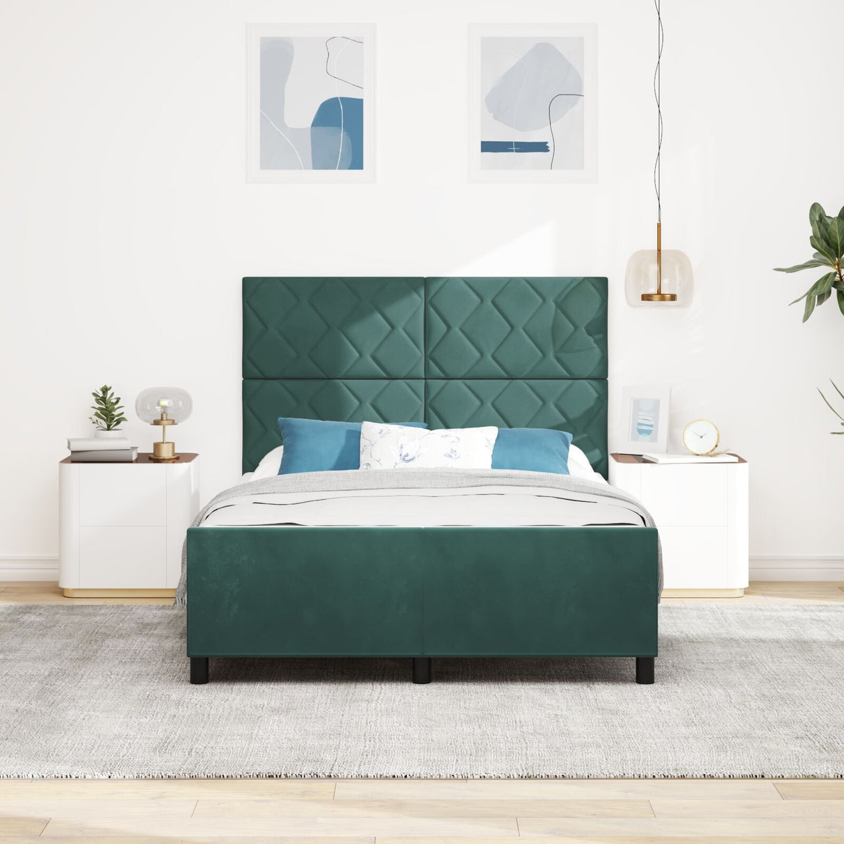Bed Frame Dark Green 140X200 Cm Velvet