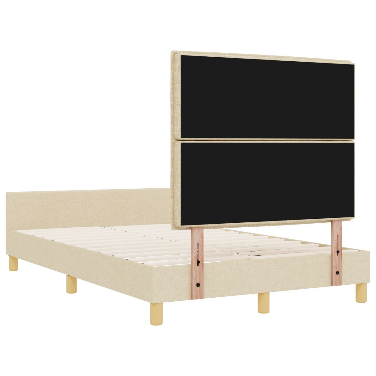 Bed Frame In Cream, 120X200 Cm, Fabric