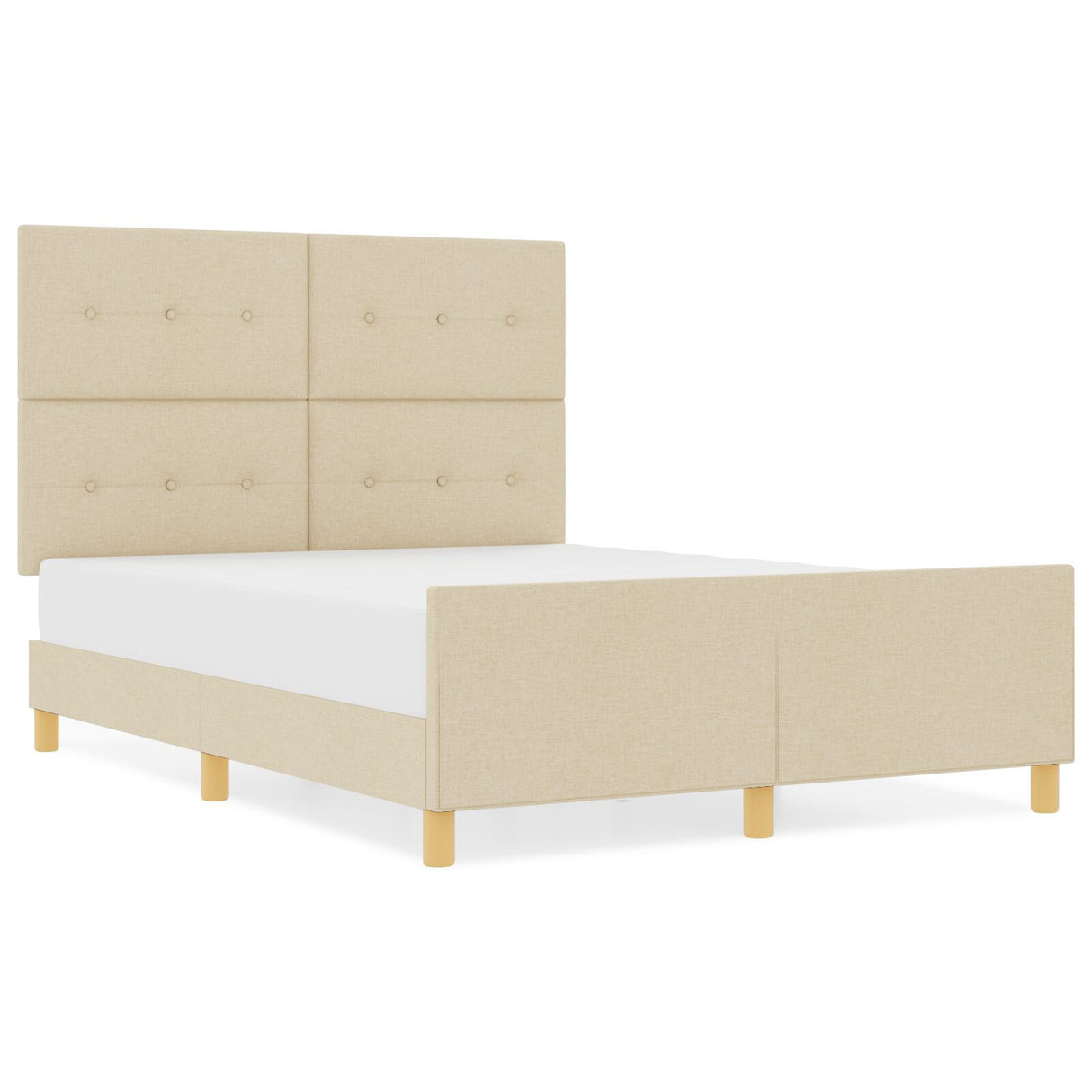 Bed Frame Cream 140X190 Cm Fabric