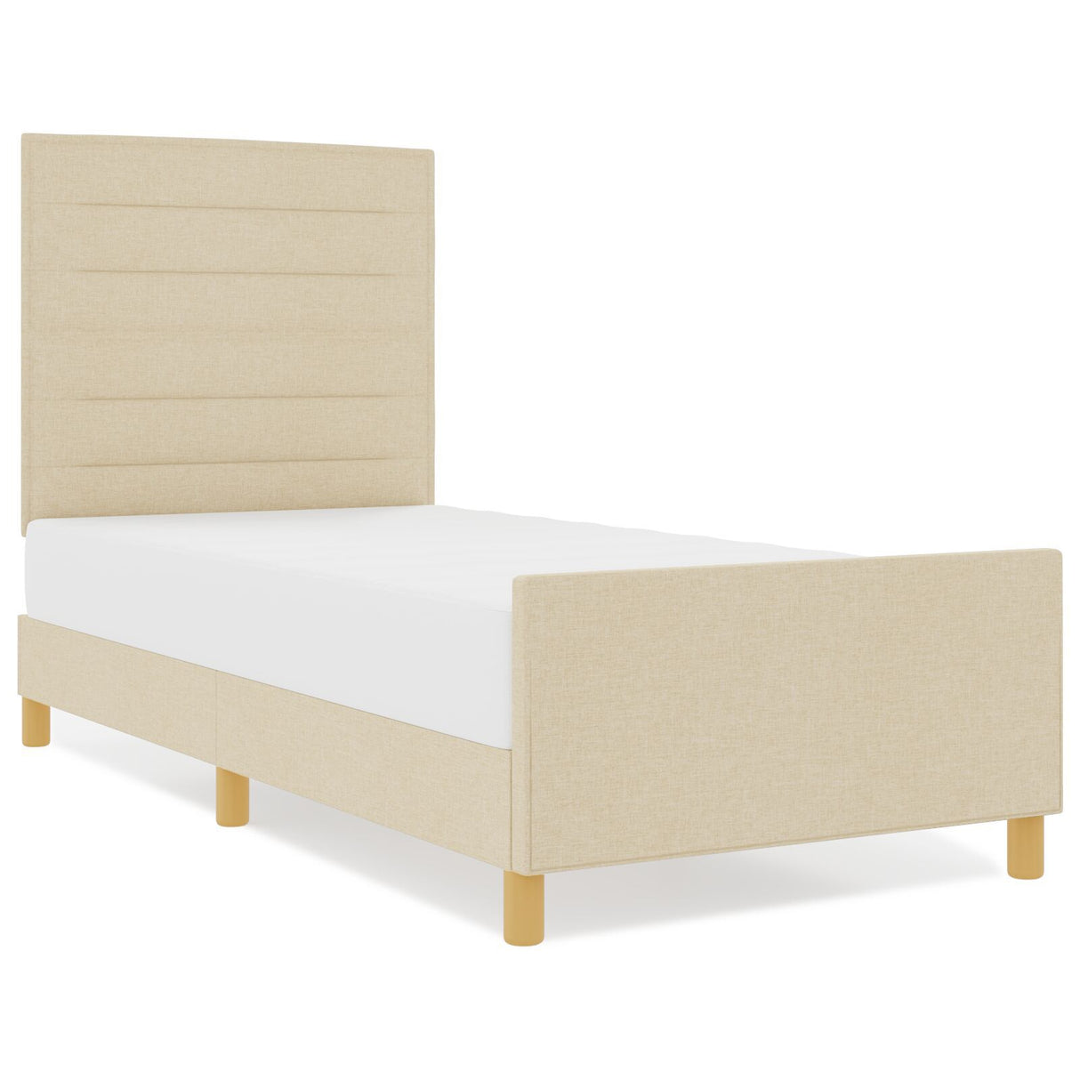 Cream Bed Frame 100X200 Cm Fabric