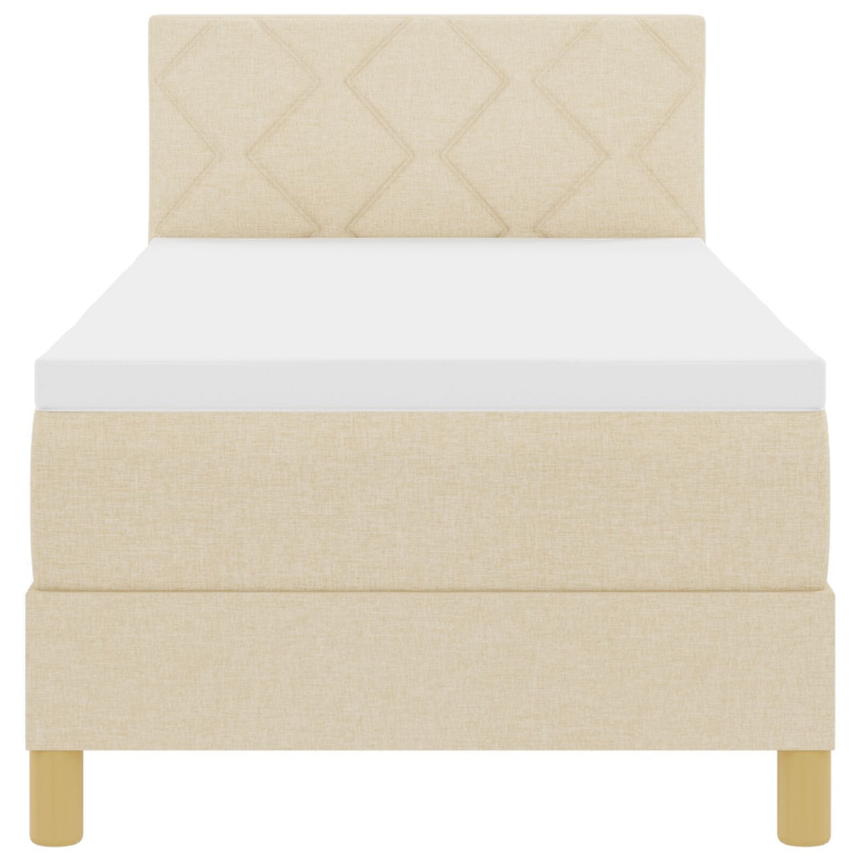 Box Spring Bed With Mattress & Led Cream 80X200 Cm Fabric