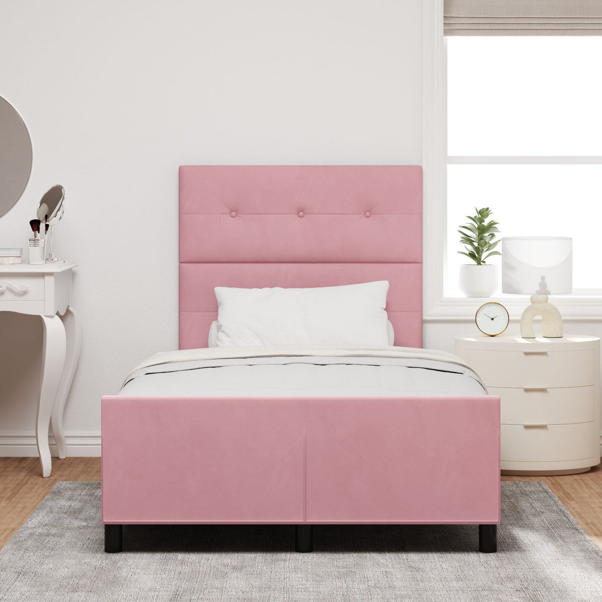 Pink Velvet Bed Frame 120X200 Cm