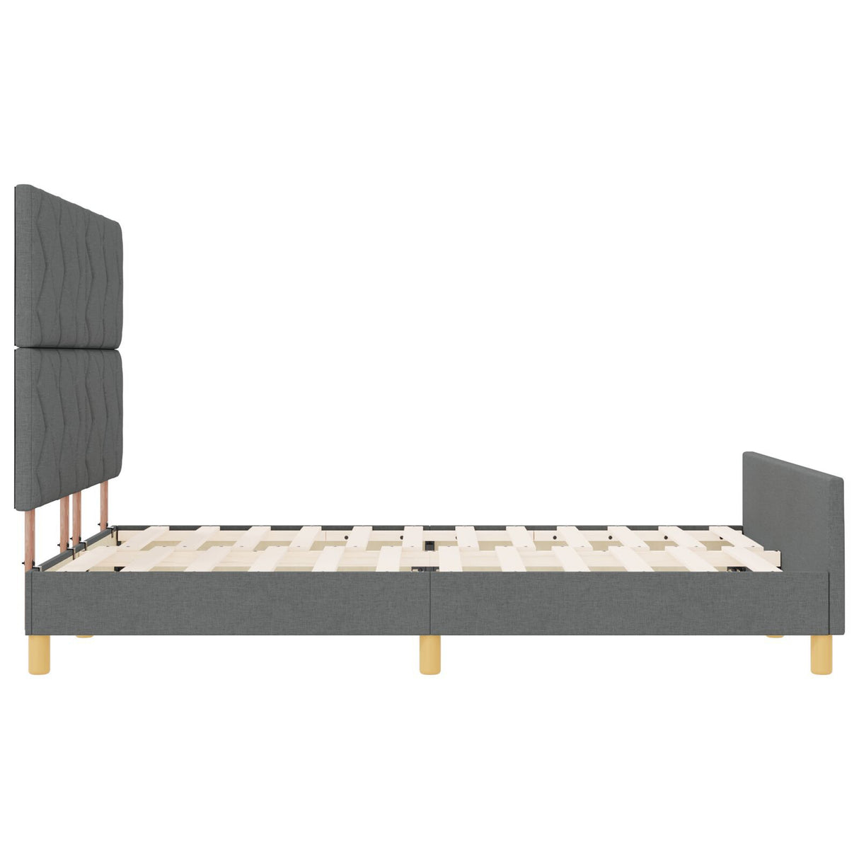 Bed Frame In Dark Grey, 140X200 Cm, Fabric