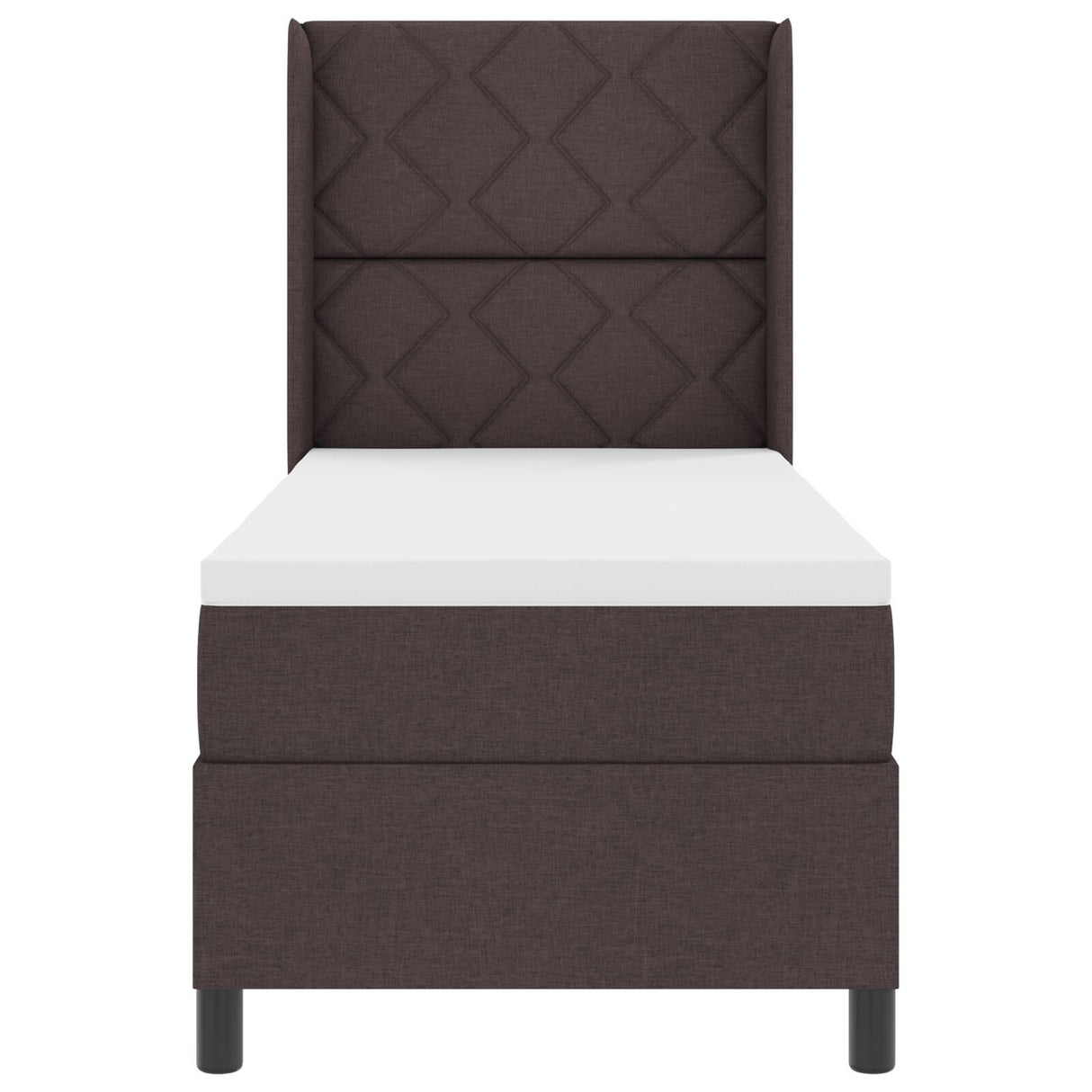 Box Spring Bed With Mattress & Led Dark Brown 90X190 Cm Fabric