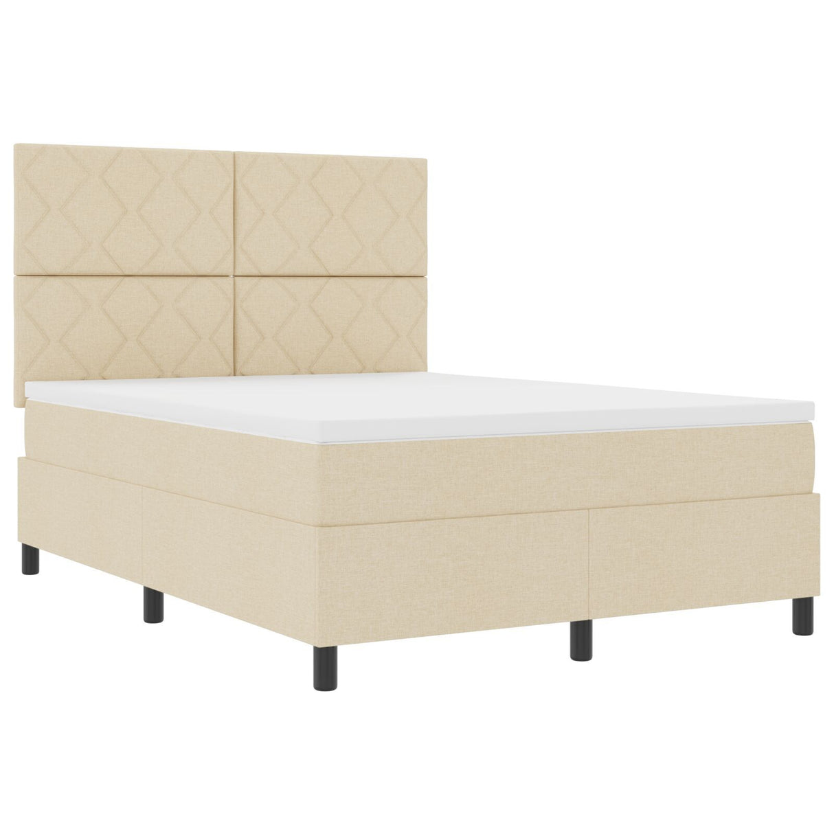 Box Spring Bed With Mattress & Led Cream 140X200 Cm Fabric