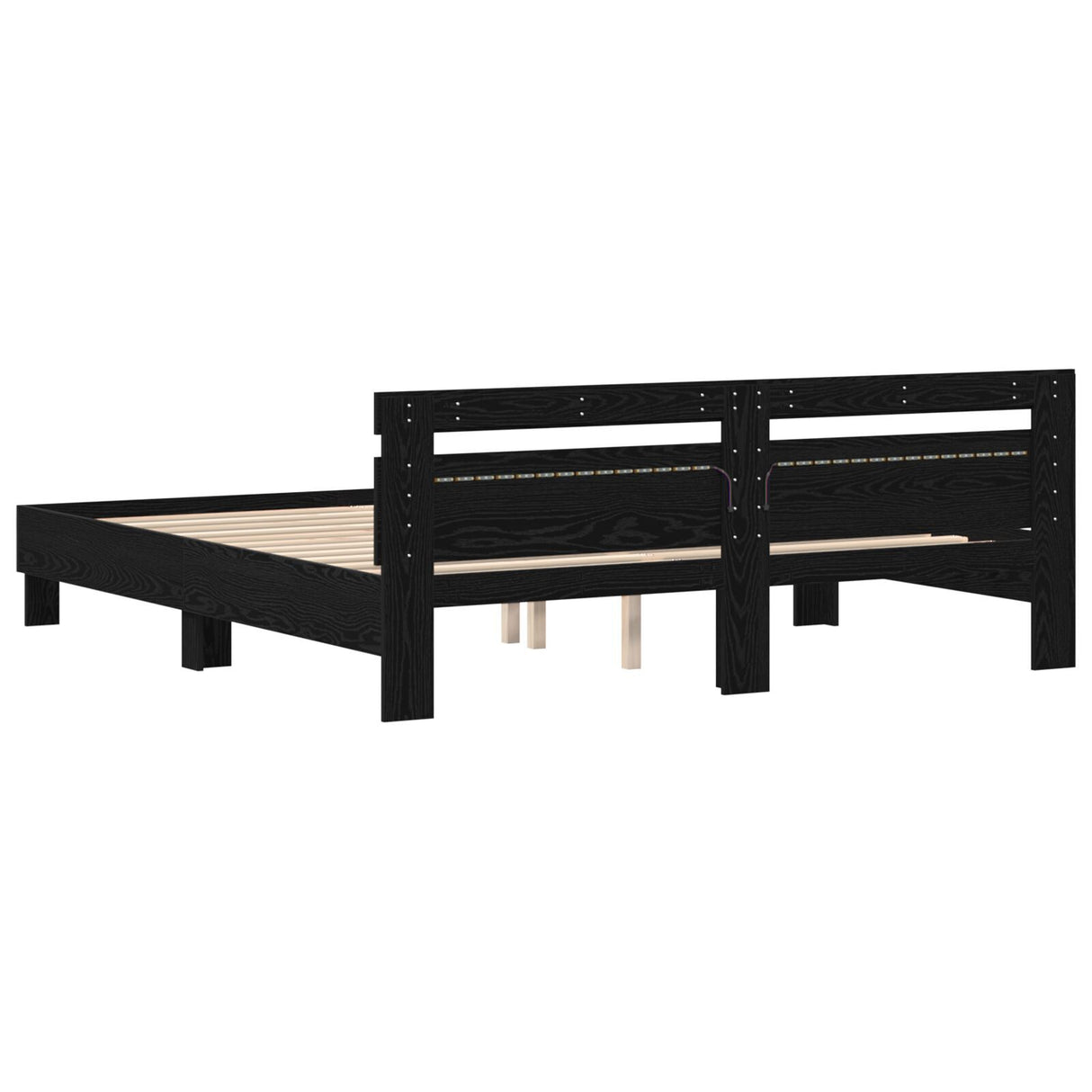 Wood Bed Frame Black Oak Solid Wood 200 X 200 Cm Durable
