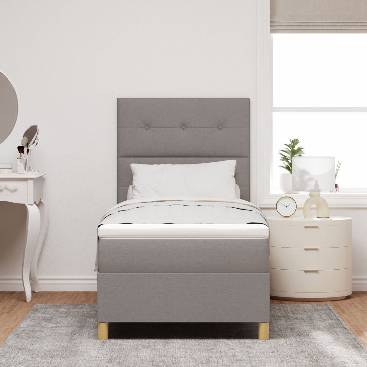 Box Spring Bed With Mattress Taupe 80X200 Cm Fabric