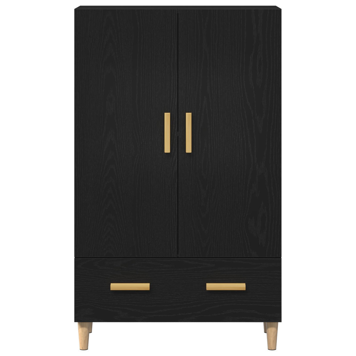 Highboard In Black Oak, 70X31X115 Cm, Made From Engineered Wood
