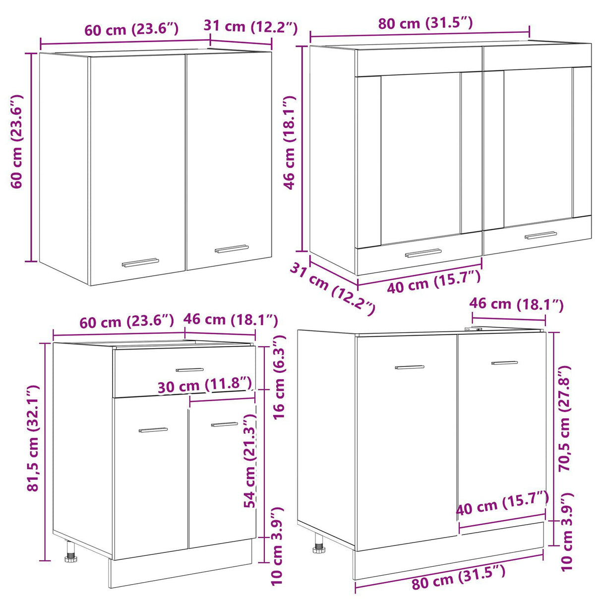 4 Piece Kitchen Cabinet Set Grey Sonoma Engineered Wood