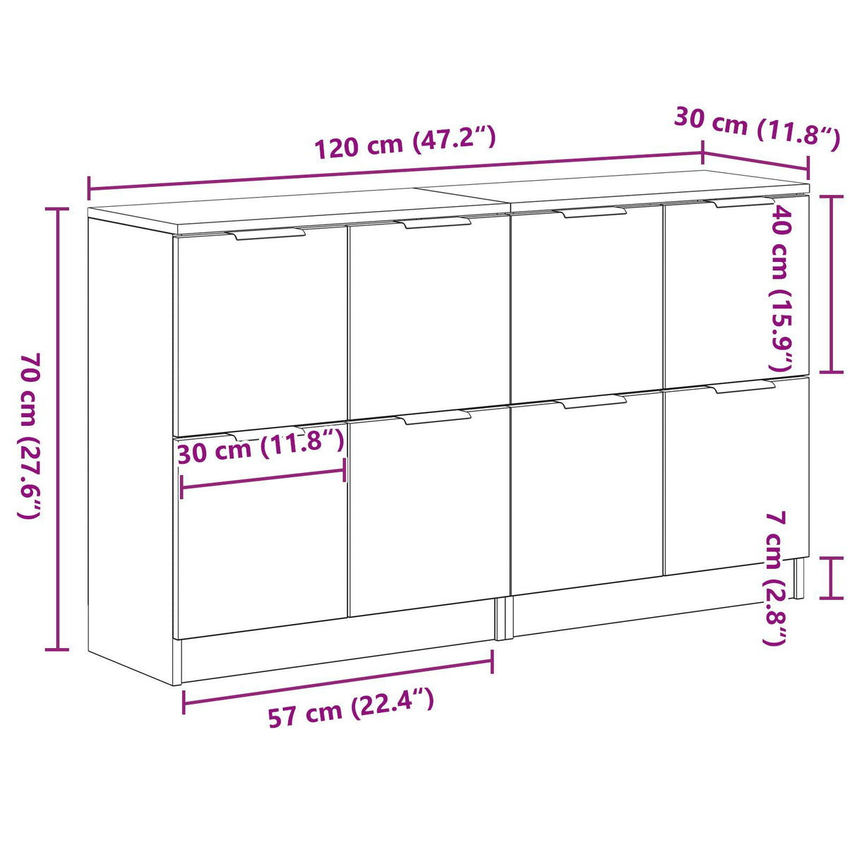 Sideboards 2 Pcs Black Oak 60X30X70 Cm Engineered Wood