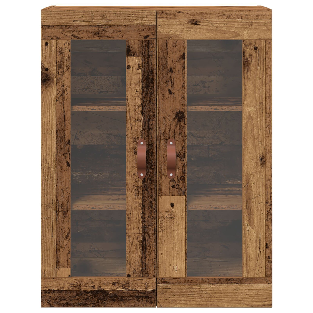 Wall-Mounted Cabinet With Glass Doors Old Wood 69,5X34X90 Cm