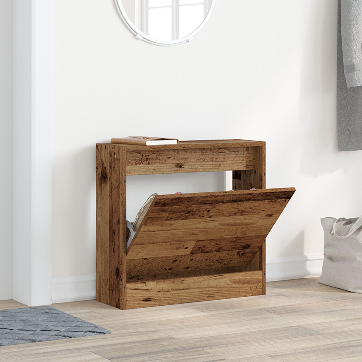 Shoe Cabinet Old Wood 60X21X57 Cm Engineered Wood
