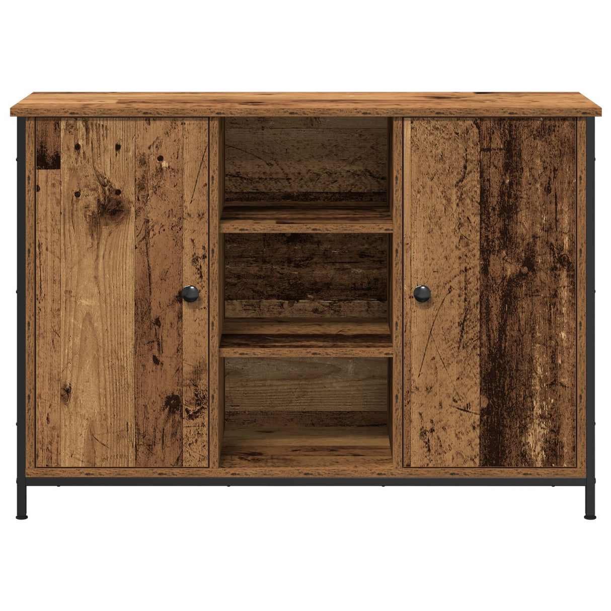 Sideboard Old Wood 100X35X70 Cm Engineered Wood And Steel