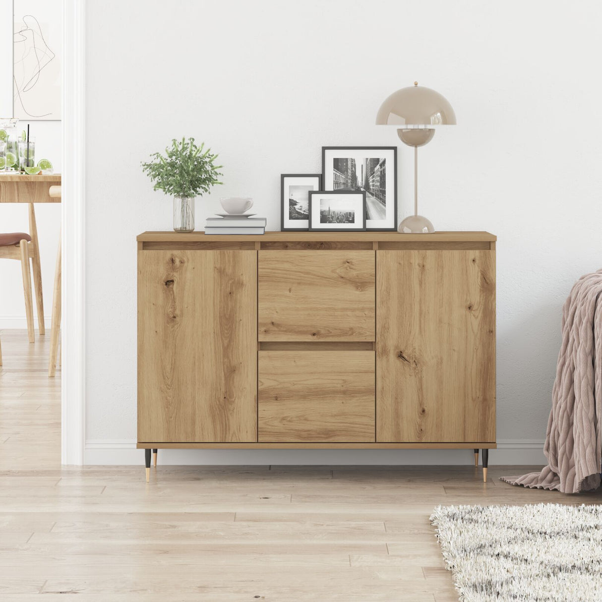 Sideboard With Doors & Drawers Artisan Oak 101,5X35X70 Cm